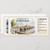 Bewerkbaar Bordeaux Vliegticket, Frankrijk Trip Kaart (Voorkant / Achterkant)
