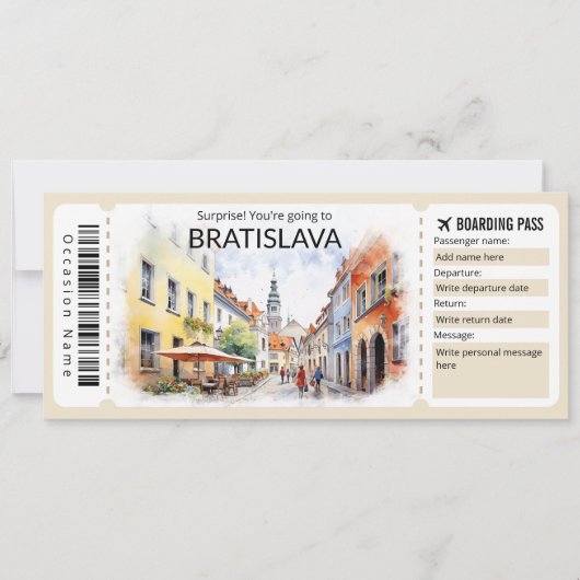 Bewerkbaar Bratislava Vliegticket, Slowakije Trip Kaart (Voorkant)