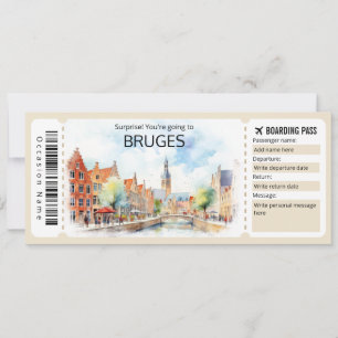 Bewerkbaar Brugge Vliegticket, België Trip Kaart