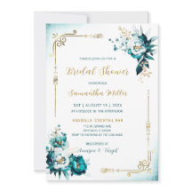 Bewerkbaar Bruidsfeest Teal en Goud