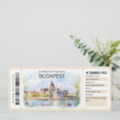 Bewerkbaar Budapest Vliegticket, Hongarije Trip Kaart (Staand voorkant)