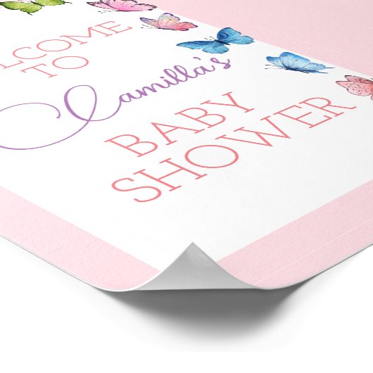 Bewerkbaar Butterfly Party Welkomstbord Poster (Hoek)
