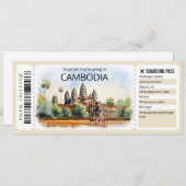 Bewerkbaar Cambodja Vliegticket, Cambodja Trip Kaart (Voorkant / Achterkant)