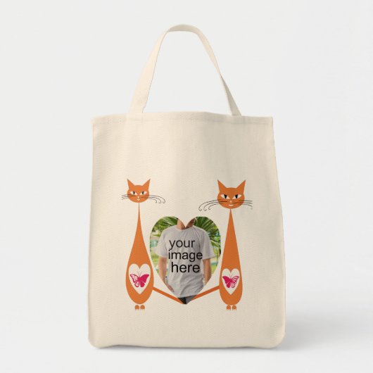 Bewerkbaar Cat Love Heart Aangepast tekstontwerp Tote Bag (Voorkant)