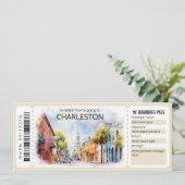 Bewerkbaar Charleston Vliegticket, South Carolina Kaart (Staand voorkant)