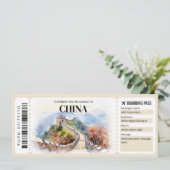 Bewerkbaar China Boarding Pass Vliegticket Kaart (Staand voorkant)