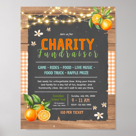 Bewerkbaar citrus liefdadigheidsactie flyer poster (Voorkant)