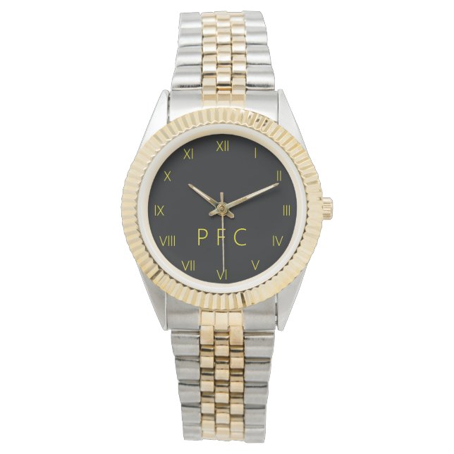 Bewerkbaar Classic Monogram Initiaal Horloge (Voorkant)
