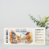 Bewerkbaar Colombia Vliegticket, Colombia Trip Kaart (Staand voorkant)