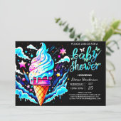 Bewerkbaar Cone Ice Cream Boy Baby shower Kaart (Staand voorkant)