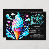 Bewerkbaar Cone Ice Cream Boy Baby shower Kaart (Voorkant / Achterkant)