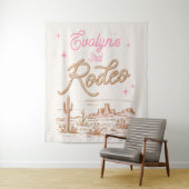 Bewerkbaar Cowgirl Verjaardag Tapestry Wandkleed (In situ)