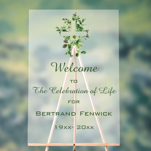 Bewerkbaar Cross and Flowers Christelijk evenement Acryl Bord (Neutraal)