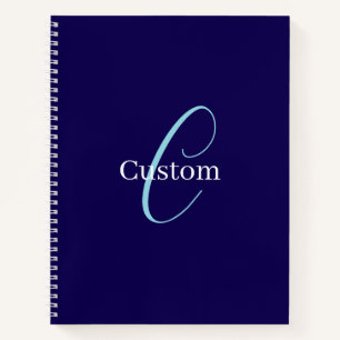 Bewerkbaar Cursief Schrift Monogram Paarsblauw Notitieboek