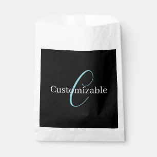 Bewerkbaar Cursief Schrift Monogram Zwart Blauw Wi Bedankzakje