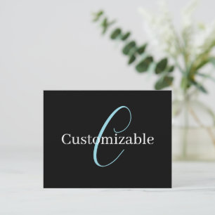 Bewerkbaar Cursief Schrift Monogram Zwart Blauw Wi Briefkaart