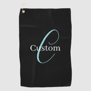 Bewerkbaar Cursief Schrift Monogram Zwart Blauw Wi Golfhanddoek