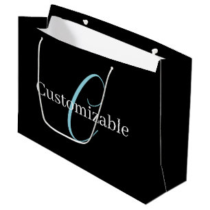 Bewerkbaar Cursief Schrift Monogram Zwart Blauw Wi Groot Cadeauzakje