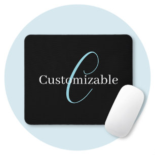 Bewerkbaar Cursief Schrift Monogram Zwart Blauw Wi Muismat