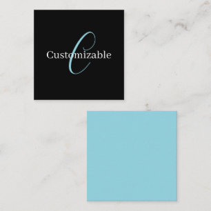 Bewerkbaar Cursief Schrift Monogram Zwart Blauw Wi Notitiekaartje