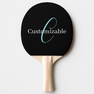 Bewerkbaar Cursief Schrift Monogram Zwart Blauw Wi Tafeltennisbatje