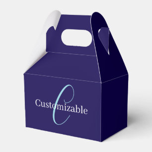 Bewerkbaar Cursief Script Monogram Purplish Blue Bedankdoosjes