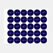 Bewerkbaar Cursief Script Monogram Purplish Blue Labels (Vel)