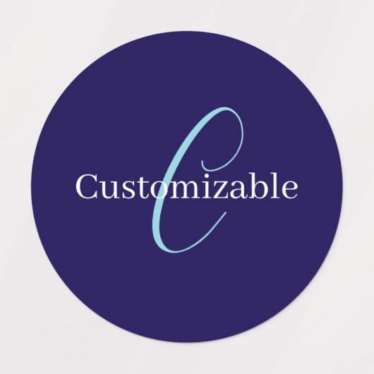 Bewerkbaar Cursief Script Monogram Purplish Blue Labels (Design 2)