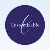 Bewerkbaar Cursief Script Monogram Purplish Blue Labels