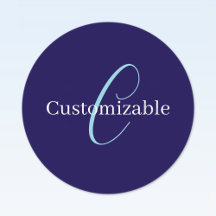 Bewerkbaar Cursief Script Monogram Purplish Blue
