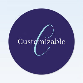 Bewerkbaar Cursief Script Monogram Purplish Blue Labels