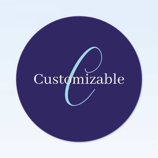 Bewerkbaar Cursief Script Monogram Purplish Blue Labels