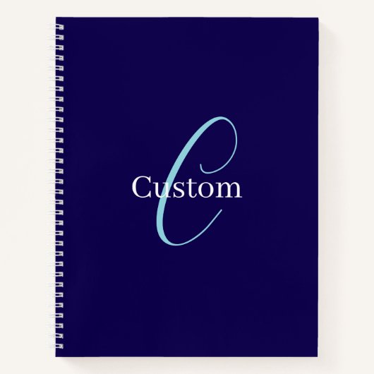 Bewerkbaar Cursief Script Monogram Purplish Blue Notitieboek (Voorkant)