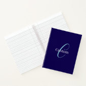 Bewerkbaar Cursief Script Monogram Purplish Blue Notitieboek (Binnen)