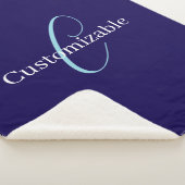 Bewerkbaar Cursief Script Monogram Purplish Blue Sherpa Deken (3/4)