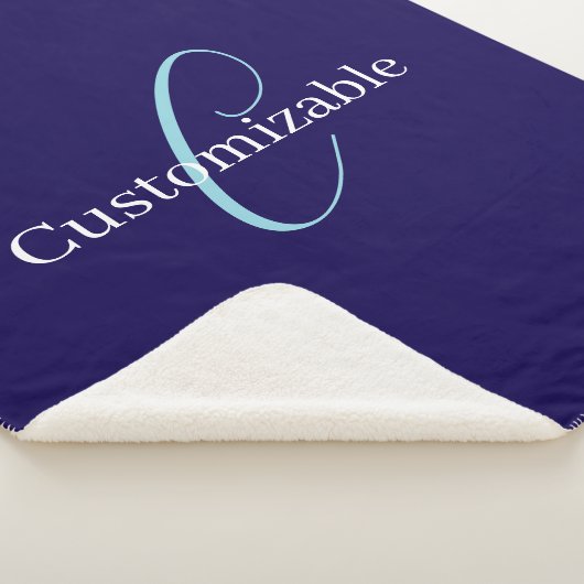 Bewerkbaar Cursief Script Monogram Purplish Blue Sherpa Deken (3/4)