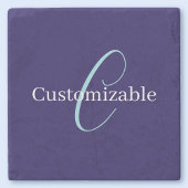 Bewerkbaar Cursief Script Monogram Purplish Blue Stenen Onderzetter