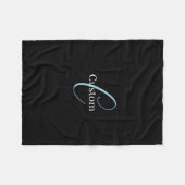 Bewerkbaar Cursief Script Monogram Zwart Blauw Wit Fleece Deken (Voorkant (Horizontaal))