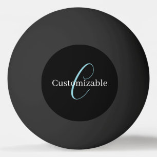 Bewerkbaar Cursief Script Monogram Zwart Blauw Wit Pingpongbal