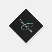 Bewerkbaar Cursief Script Monogram Zwart Blauw Wit Servet (Hoek)