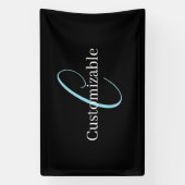 Bewerkbaar Cursief Script Monogram Zwart Blauw Wit Spandoek (Verticaal)