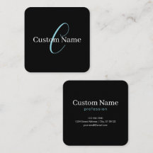 Bewerkbaar Cursief Script Monogram Zwart Blauw Wit