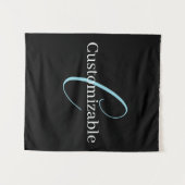 Bewerkbaar Cursief Script Monogram Zwart Blauw Wit Wandkleed (Voorkant (horizontaal))