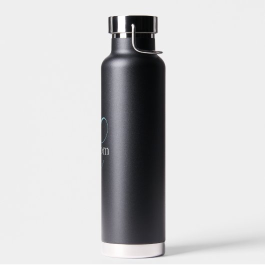 Bewerkbaar Cursief Script Monogram Zwart Blauw Wit Waterfles (Links)