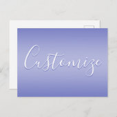 Bewerkbaar cursief script | Wit & Paarse Violet Briefkaart (Voorkant / Achterkant)