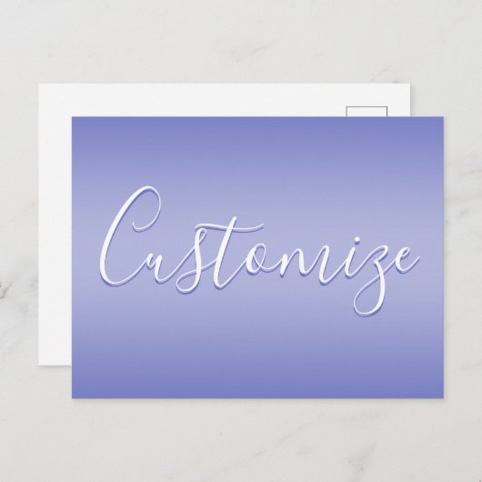 Bewerkbaar cursief script | Wit & Paarse Violet Briefkaart (Voorkant / Achterkant)