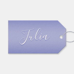 Bewerkbaar cursief script Wit & Paarse Violet Cadeaulabel