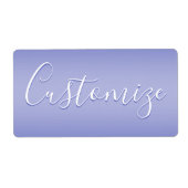 Bewerkbaar cursief script | Wit & Paarse Violet Etiket (Voorkant)