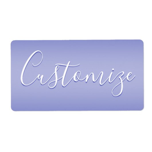 Bewerkbaar cursief script | Wit & Paarse Violet Etiket (Voorkant)