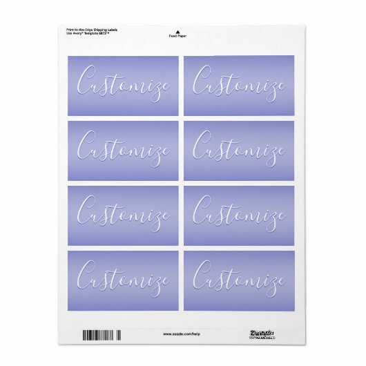 Bewerkbaar cursief script | Wit & Paarse Violet Etiket (Full Sheet)